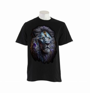 Koszulka T-shirt z Lwem | Niebieski, Damska  